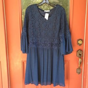 NWT Indigo Soul Navy Lace Tunic Dress in Large